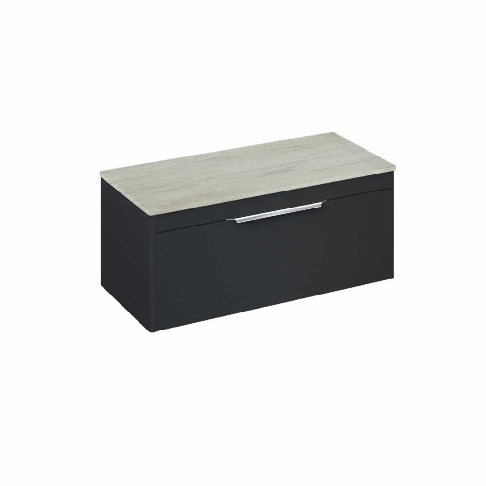 Shoreditch 100cm single drawer Matt Grey with Concrete Haze Worktop